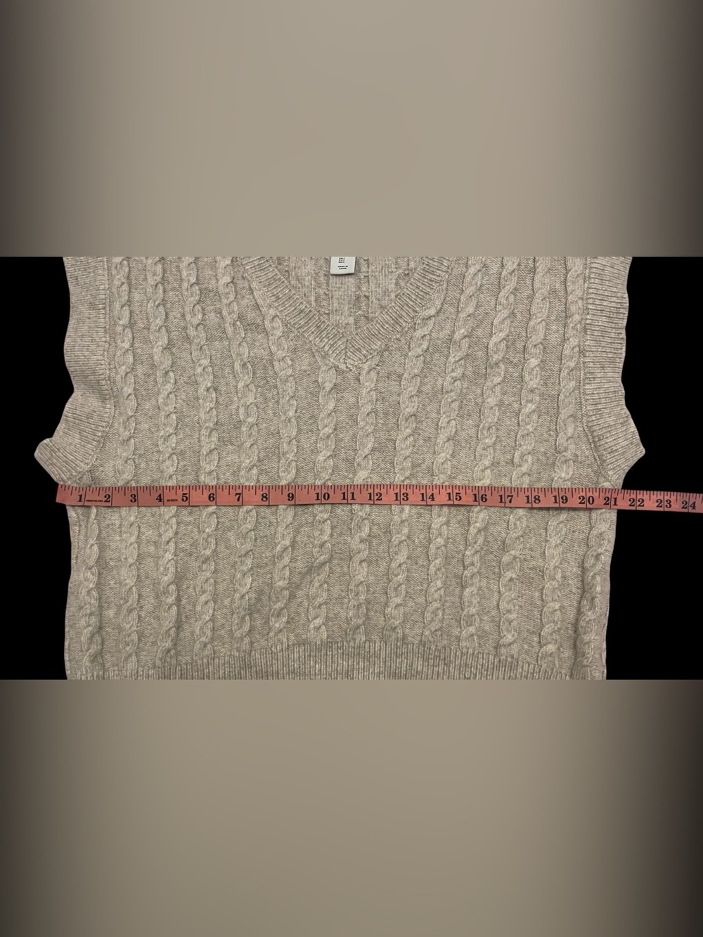 Cupcakes and Cashmere Cable Knit V-Neck Sweater Vest - Light Beige - Picture 4 of 7